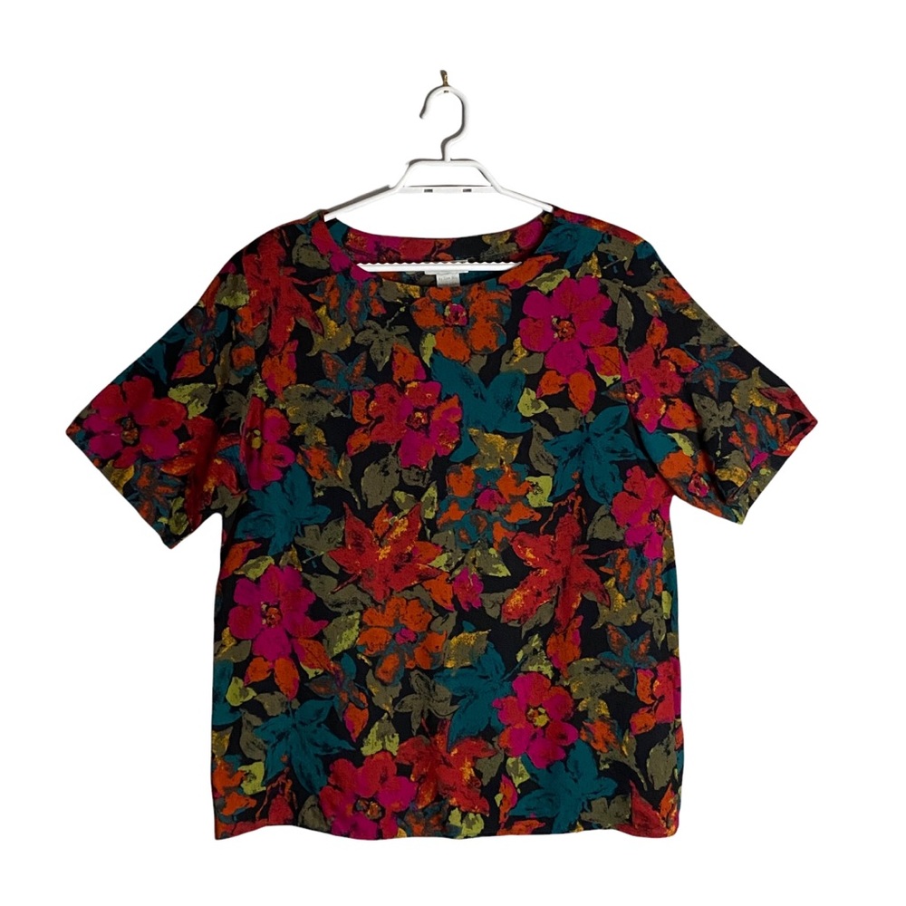 Odyssey Women's Vintage Floral Sheer Short Sleeve Top